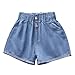 9-11 Years Girls Roll Up Jean Shorts Elastic Waist Cute Athletic Washed Denim Shorty Trendy Fashion Pull On Clothes Jorts Daily Wear Dark Blue