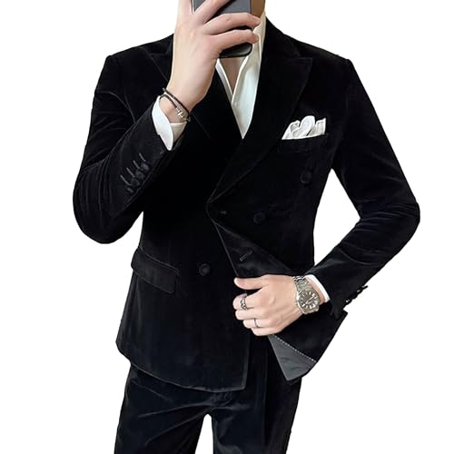 Men Velvet Blazer One Button Sport Coat Slim Fit Tuxedo Jacket for Prom Wedding Party Dinner