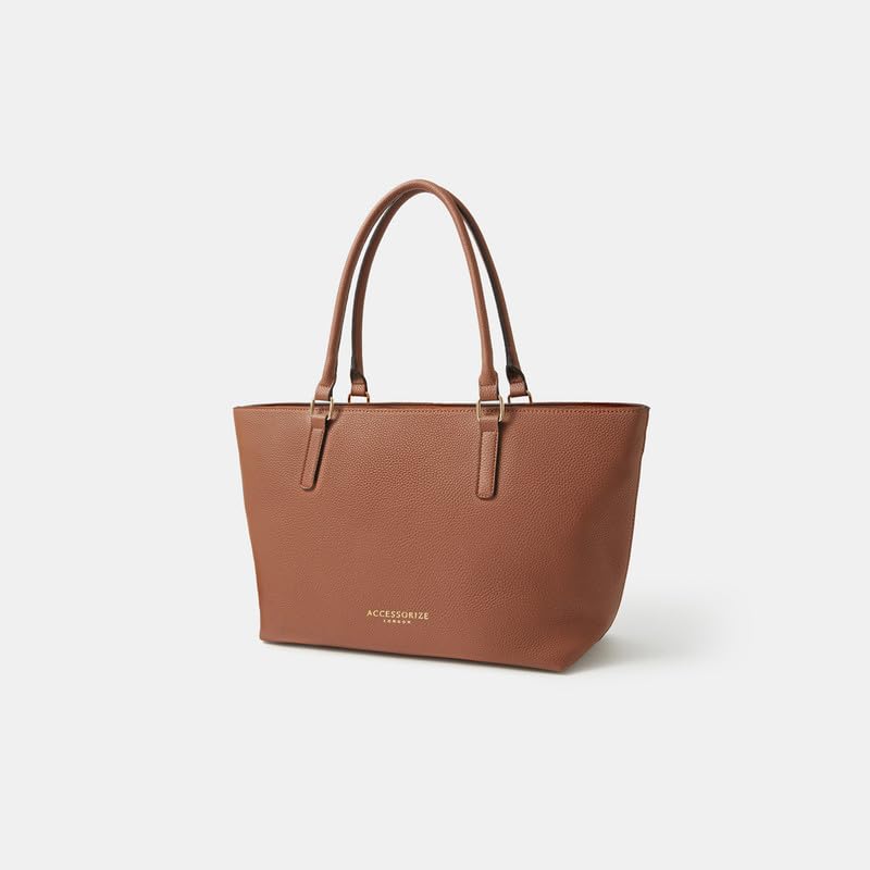 Image of Accessorize London Women's Brown Buckle Strap Tote Bag | Hand bags for women stylish | Shoulder bag for woman latest | Purse for women handbag