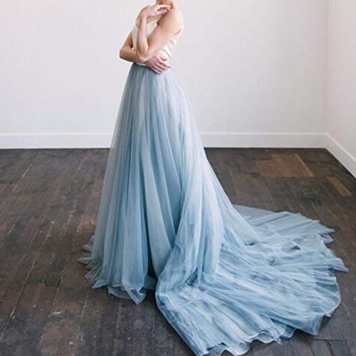 Women's Long Tulle Skirt Wedding Skirt with Long Train for Prom Bridal Overskirt Bridesmaid Maxi Ball Gown3
