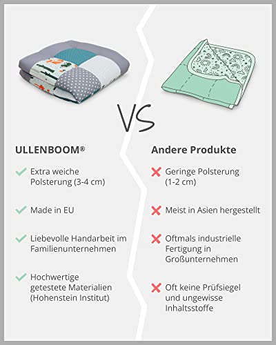 ULLENBOOM ® kruipdeken l speeldeken in de maten 120x120 cm, ideaal speelkleed voor in de box I bosdieren petrol - Afbeelding 7