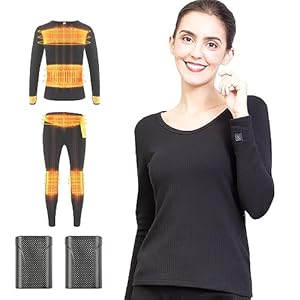 Mens Womens Thermal Underwear, Winter Warm Base Layer Shirt & Pants, DC Battery Heating Long Johns for Cold Weather