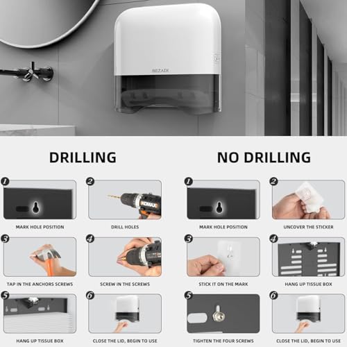 Distributeur de serviettes en papier de qualité supérieure avec fixation murale ergonomique