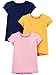 Simple Joys by Carter's 3-Pack Solid Short-Sleeve tee Shirts Infant-and-Toddler-t, Azul Marino/Rosa/Oro, 18 Meses, Pack de 3