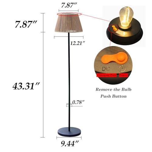 Solar-Stehlampe, wasserdichte kabellose Außenleuchte mit USB-Aufladung, langlebige Rattan-Terrassenlampe für Garten, Veranda & Hofdekoration, warme Beleuchtung für Entspannung