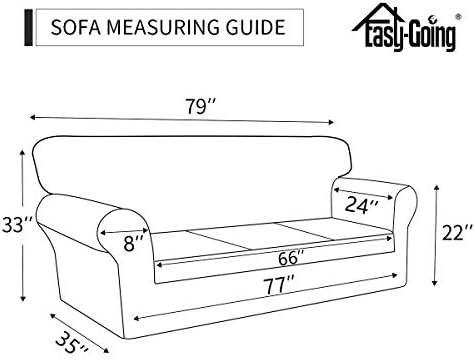 Easy-Going 2 Pieces Microfiber Stretch Sofa Slipcover &ndash; Spandex Soft Fitted Sofa Couch Cover, Washable Furniture Protector with Elastic Bottom Kids,Pet (Sofa, Dark Gray