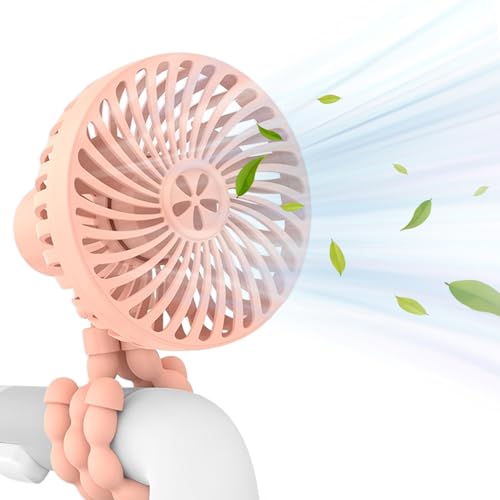 Portable Fan, 3000mAh Rechargeable Pram Fan 3 Speeds Personal Fan USB Mini Cooling Fan for for Car, Treadmill, Office, Baby Travel Essentials, Pink
