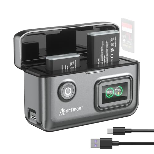 Artman 2-Pack NB-13L Battery 1700mAh and 2-Slot LCD Display Charger for Canon PowerShot G7 X Mark III G7 X Mark II G7 X G1 X Mark III G5 X Mark II G5 X G9 X Mark II SX740 HS SX730 HS SX720 HS SX620 HS