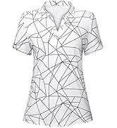 Cucuchy Womens V Neck Golf Polo Shirts Moisture Wicking Sports Workout Tops