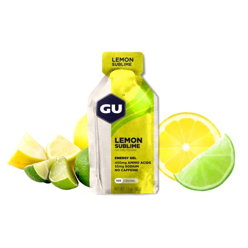 GU Energy Gel - Integratori di carboidrati digeribile e pratico per endurance - Gluetn Free - VEGAN - 24 gel da 32gr. (Lemon sublime)