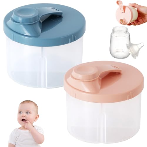 Dosificador de Leche en Polvo, 2 PCS Dispensador Leche en Polvo Bebé, Contenedor de Fórmula, Caja Portátil Leche en Polvo, Dispensador Caja Leche Polvo con 4 Compartimentos para Viajes