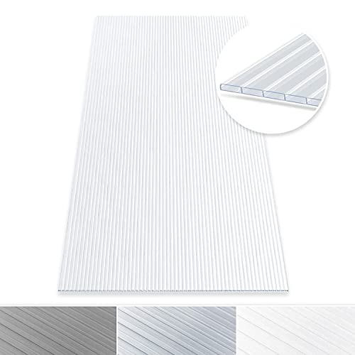 KARAT Plaque Creuse - 60,5 x 121 cm – Plaques Doubles en Polycarbonate – Plaques Creuses pour Serre et modélisme – Résistant aux intempéries (Épaisseur: 4,5 mm, Transparent)