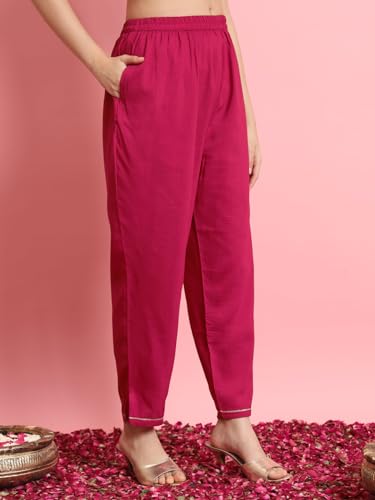 Image of VredeVogel Women's Silk Blend Embroidered Kurta with Pant & Dupatta Set