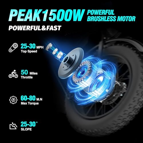 Electric Bike for Adults Q20, 2000/1500W, 37/30MPH,52V 40AH,48V/20AH E-Bike,30-180 Miles Electric Motorcycle, 20" Fat Tire Dirt Bike, UL2849 All Terrain for Mountains, Snow, Sand, Road