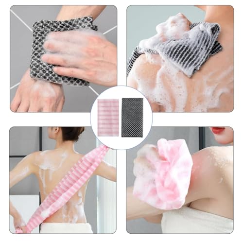 JFangZHZH Peeling-Handtuch,2 Stück Extra Langer Peeling-Waschlappen,Japanischer Exfoliating Waschlappen Set, Rückenschrubber für Bad und Dusche,Rückenbürste für Männer und Frauen