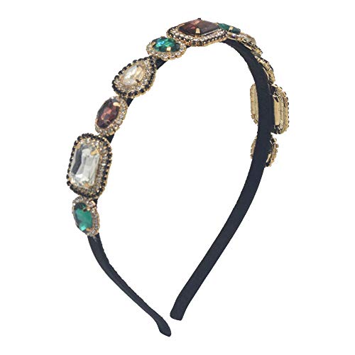 MHDGG Headband for Women - Vintage Colorful Rhinestone Jewel Hairband for Women Turban Headband Hair Bands Hoop for Hair Accessories Women Girls,Color
