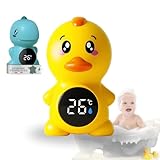 Hello Hippo - Thermomètre Bain Bébé Digital – Flottant, Étanche, 3 Couleurs d’Aler...