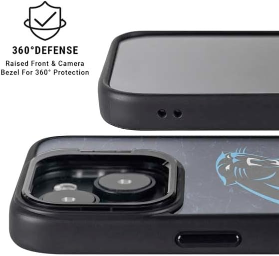 Skinit Kickstand Phone Case Compatible with iPhone 16 - Officially Licensed NFL Carolina Panthers Distressed Design