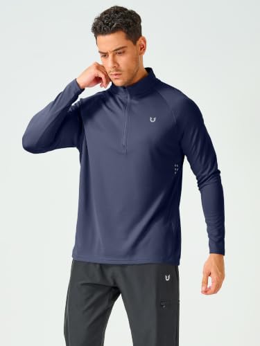 Image of NORTHYARD Men's Quarter Zip Pullover Athletic Running Shirt Long Sleeve | 1 /4 Zip Top, Quick Dry Lightweight, Moisture Wicking Breathable, Reflective Strips, Performance Workout Gym, Hiking Sports