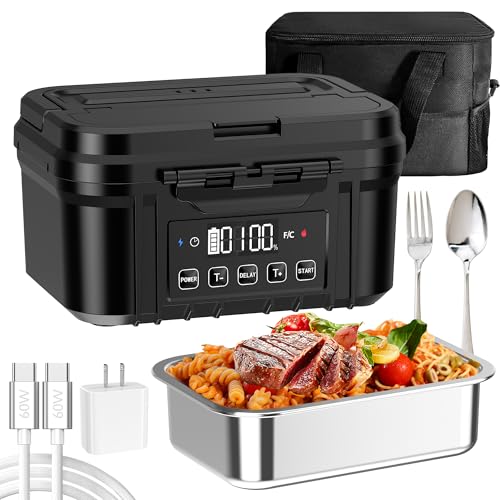 FERVINOW Cordless Electric Lunch Box 1.2L Stainless Steel