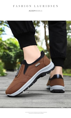Mens Hands Free Slip in Loafers Walking Slip on Leather Casual Comfortable Breathable Shoes4