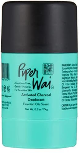 PiperWai Natural Mini Deodorant w/Activated Charcoal | 24-Hour Sweat Protection, Vegan, Aluminum Free Deodorant for Women & Men | Scented Travel Deodorant, Shark Tank Product | 15g