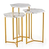 DESIGN SALVASPAZIO: Questo set di tavoli ha un bell'aspetto se usato separatamente, assemblato o annidato quando non è in uso, offrendo uno spazio multiuso con un'impronta minima sul pavimento, il loro design esagonale crea un aspetto grazioso quando posizionato centralmente o contro pareti e angoli
