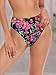 RELLECIGA Women's Black-Fuchsia Floral High Cut High Waisted Bikini Bottom Size Medium