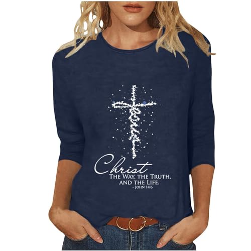 Upcoming Deals Women Easter Day Tops Jesus Cross Printed Tee