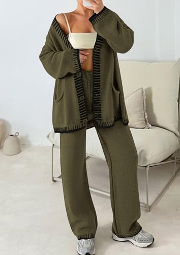 PRETTYGARDEN Lounge Sets for Women Fall 2025 Loungewear 2 Piece Outfits Cardigan Sweaters Track Suit Matching Winter Clothing