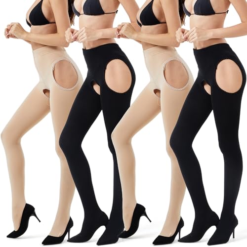 4 Pairs Women's Suspender Tights Garter Belt Leggings Waist Control Top Lingerie Pantyhose for Women