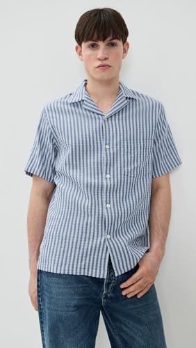 Men's Jacquard Chambray Camp Collar Shirt2