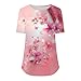Short Sleeve Shirts for Women Summer Fashion 2025 Dressy Casual Blouses Round Neck Cute Tops Boho Floral Graphic Tees Trendy Pleated Tunic Tops for Leggings
