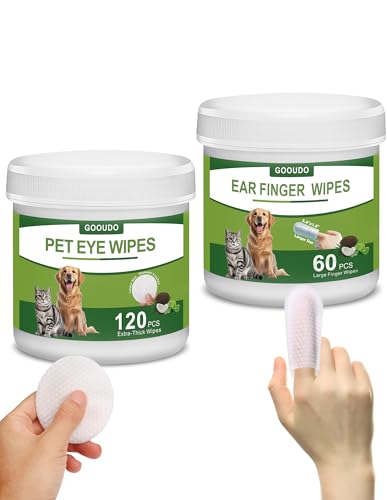 Dog Eye & Ear Wipes Combo Pack | 120 Extra-Thick Tear Stain Remov...