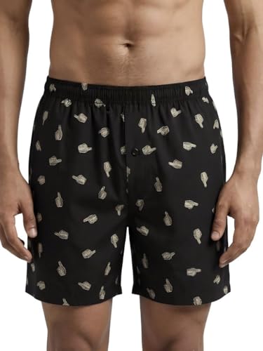 Image of Men's Cotton Boxers | Comfortable Printed Boxer Shorts for Men | Soft Breathable Lounge Boxers | Elastic Waist Relaxed Fit | Men's Sleepwear & Home Wear Boxer Shorts
