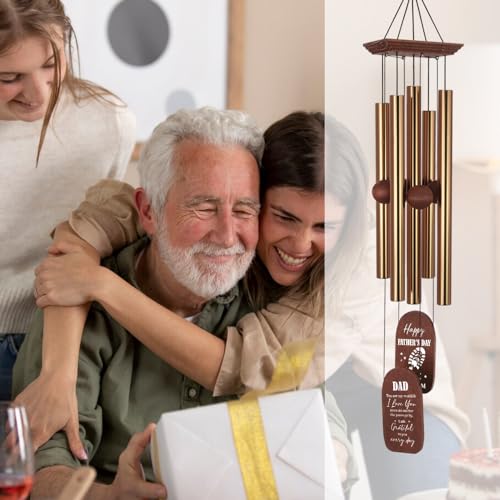 Image of ASTARIN Custom from Daughter Son, Thank You Birthday Gift Wind Chimes for Dad Grandfa Husband, Outdoor Indoor Decoration Windchimes, Father Pappy Gift