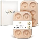 Joyfulware Donut Pan for Baking - Set of 2 Non-stick Donut Pans - Carbon Steel Doughnut Pan - 6 Cavity Full-Sized Donut Molds for Baking - Trendy Beige Donut Baking Pan