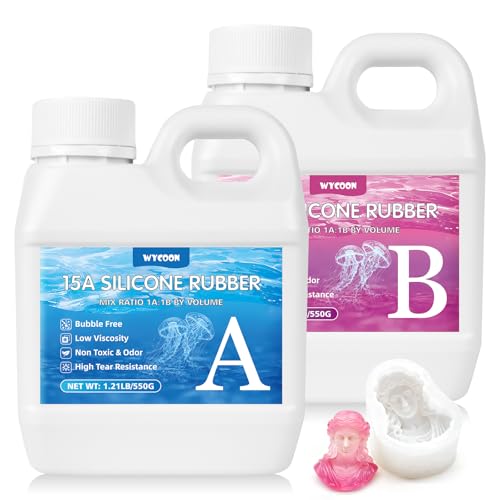 Silicona Líquida para Moldes 15 Shore A - Caucho de Silicona No Tóxico, de Curado Rápido Mezcla 1:1, para Resina, Velas y Manualidades （Translúcido, 1.1 kg）