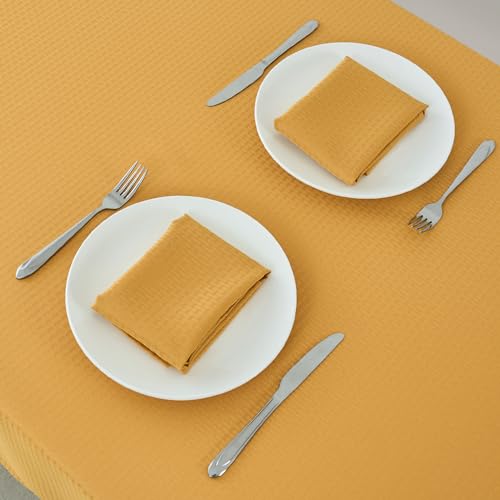 Image of maxmill Cloth Napkins Weaved Texture Pattern Soft Comfortable and Luxury Serviette for Restaurant Family Dinners Weddings Parties and Banquets Set of 4 Pieces, 20 x 20 Inch Ochre Yellow