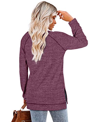 Image of Aokosor Womens Sweaters Long Sleeve Shirts Lightweight Side Split Tunic Tops for Leggings Trending Now 2023
