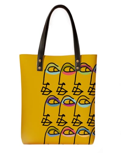 Kalankit Classic Tote Bag For Women | Canvas Printed Totes For Women | Aesthetic Shoulder College Bag For Girls | Vegan Leather Lightweight Everyday Bag | Gift for Woman | Abstract Eyes