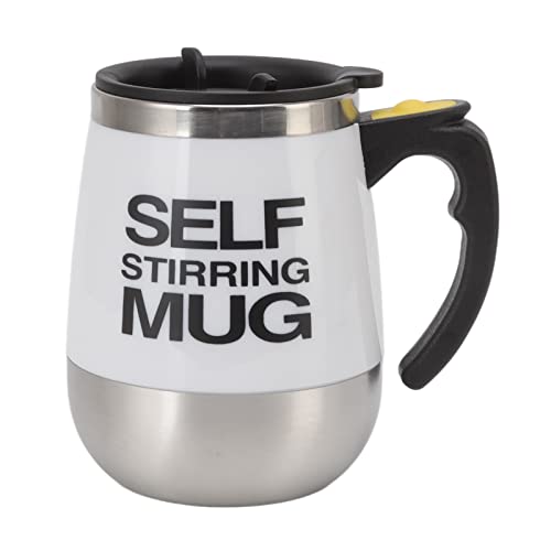 ZUUOZBYY Taza agitadora automática Taza mezcladora eléctrica con Revestimiento de Acero Inoxidable de 400 ml para Oficina de Viajes (Blanca)