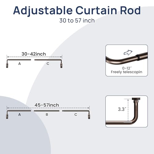 Image of ENJOYBASICS 28-48 inch Wrap Around Curtain Rod, Quick Curtain Change, Bronze | Blackout Curtain Rod, Maximum Block Light for Sleep, Flexibly Adjustable Length to Fit Any Room, No Sagging, Easy to Install