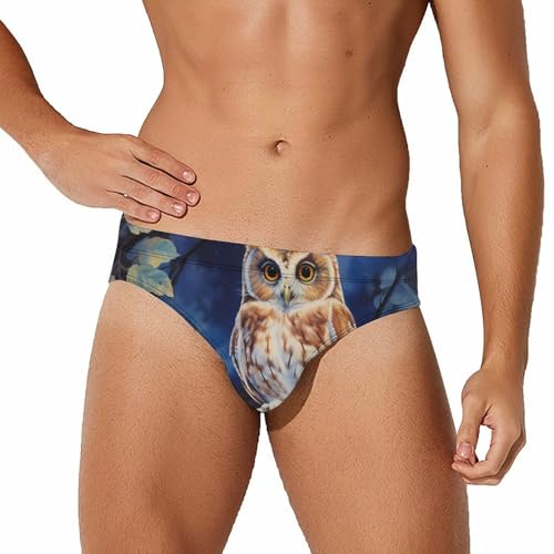 Owl Mama and Little Men's Swim Briefs Sexy Bikini Swimsuit Beach Shorts Underwear Low Waist