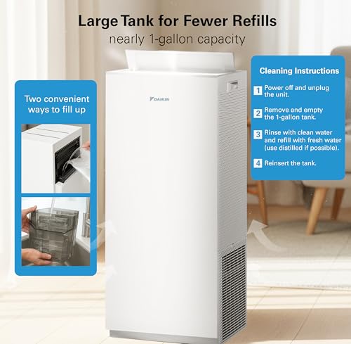 Image of Daikin MCKB70YSAU Room Air Purifier for Home, HEPA, Activated Carbon, Pre-Filter and UVC LED Light, Zero Ozone Product, CARB Certified, 12.5 x 12.5 x 30 in