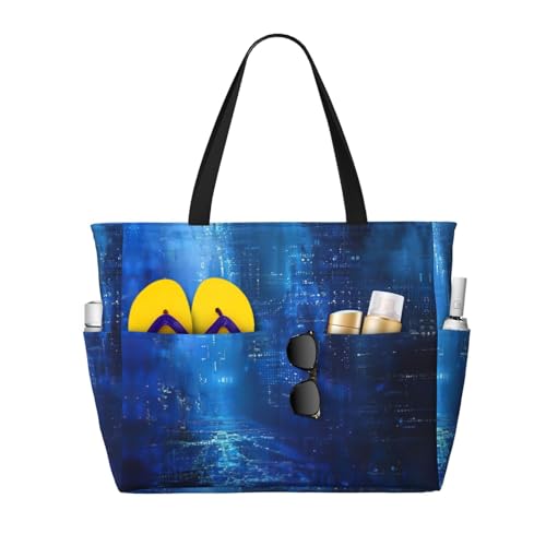 Sac d'épaule hobo noir imprimé bleu le cabas idéal pour le travail et le quotidien