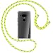 Produktbild mtb more energy® Handykette kompatibel mit HTC U12 Plus, U12+ (6.0'') - Neon-Gelb gestreift/Gold - Smartphone Hülle zum Umhängen - Anti Shock Full TPU Case