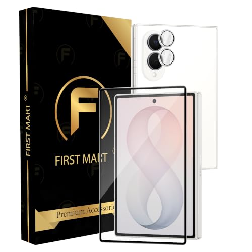 Image of FIRST MART Tempered Glass for Samsung Galaxy Z Fold 8 5G with Silver Camera Ring Guard & Installation Kit | HD Clear Edge-to-Edge Screen Protector, Scratch Resistant, Case-Friendly | Pack of 1