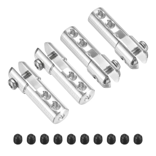MECCANIXITY 4Pcs Metal Clevis M2 Thread Aluminum Alloy Clevis Servo Horn Tie Rod Chuck Connector with Screws for RC Airplane Car Helicopter Model Replacements,Silver