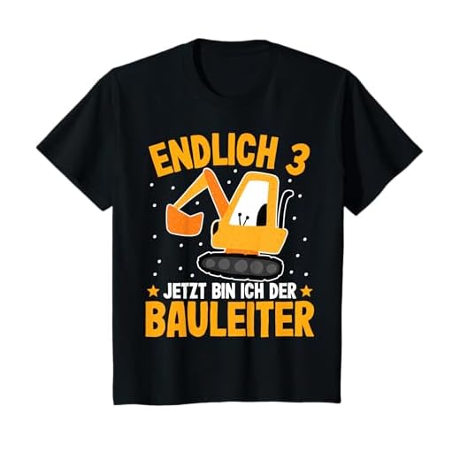 Kinder Bagger Drei Jahre | Baustelle | 3. Geburtstag Junge Bagger T-Shirt